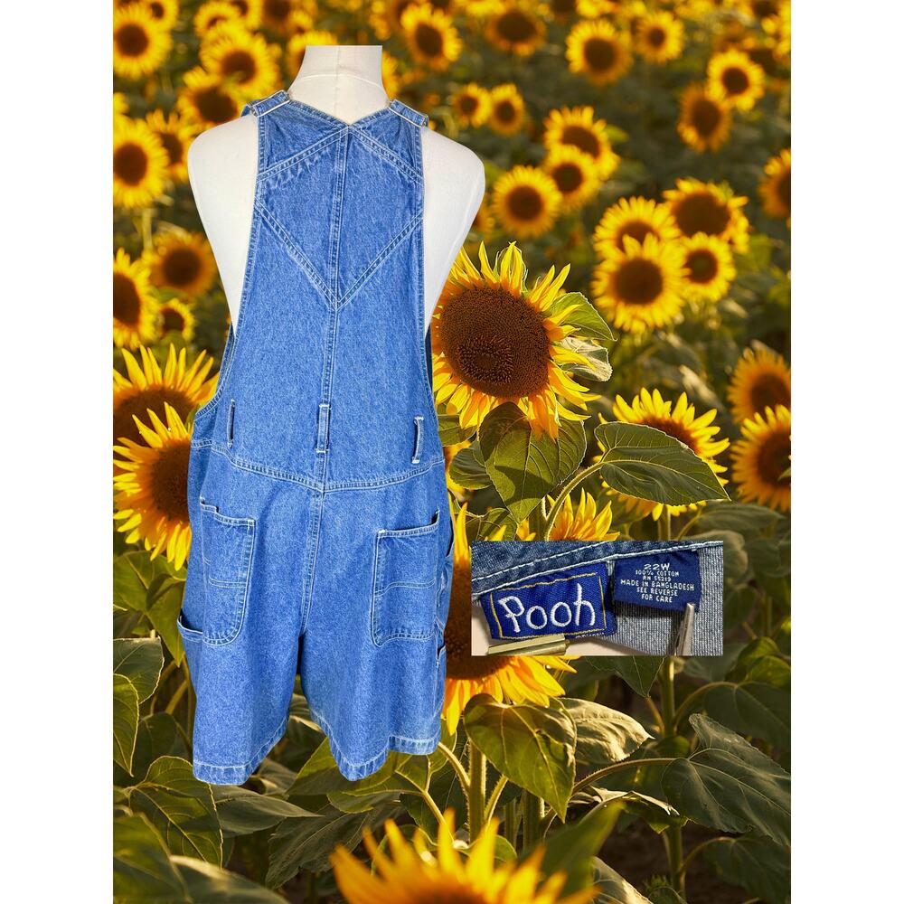 Volup Vintage Y2K Disney Winnie the Pooh Denim Bib Shortalls Size 22W - Picture 4 of 5